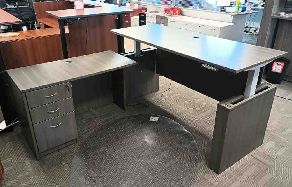 LLR 29 1/2X71 ADJ HEIGHT WORKSTATION W/ RETURN - WEATHERED CHARCOAL