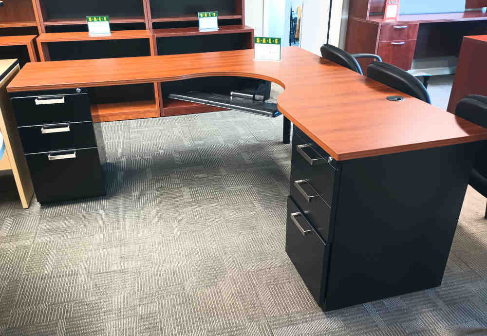 IOF 72X72 COMPONENT WAVE DESK - DARK RUM CHERRY