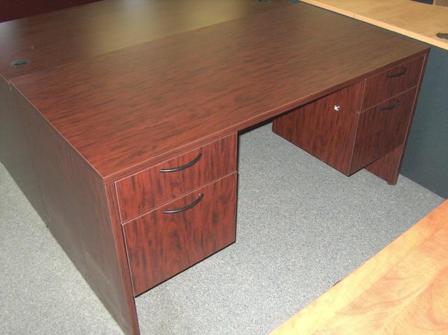 IOF UN6030D/BF/BF DBL PED DESK - MAHOGANY IMPRESSION